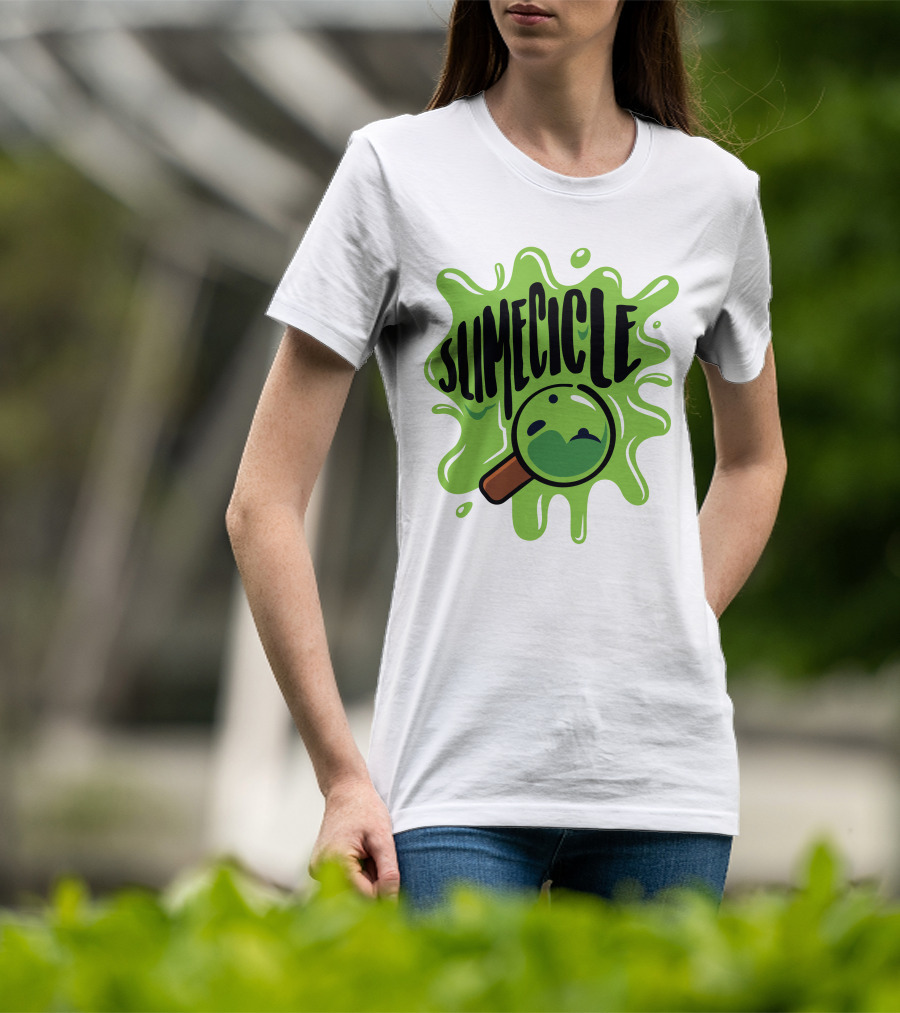Slimecicle Green Splat Magnifying Glass T-Shirt