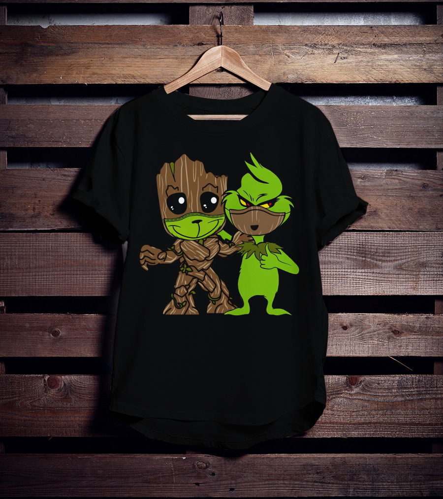 Groot Meets The Grinch Crossover Character Mashup T-Shirt