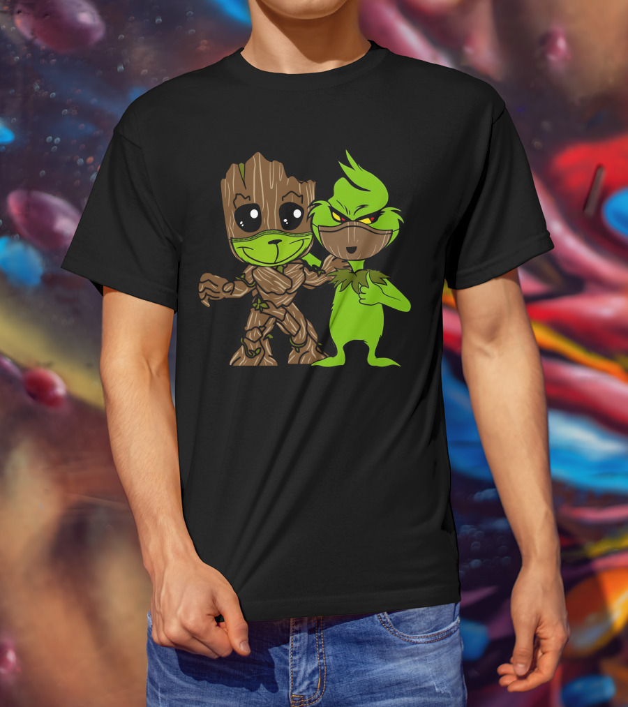 Groot Meets The Grinch Crossover Character Mashup T-Shirt