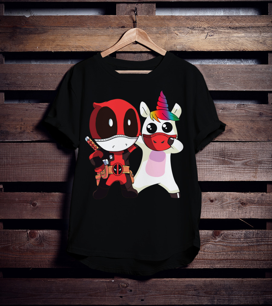 Deadpool Unicorn Rainbow Masked Duo Adventure T-Shirt