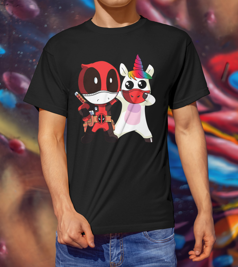 Deadpool Unicorn Rainbow Masked Duo Adventure T-Shirt