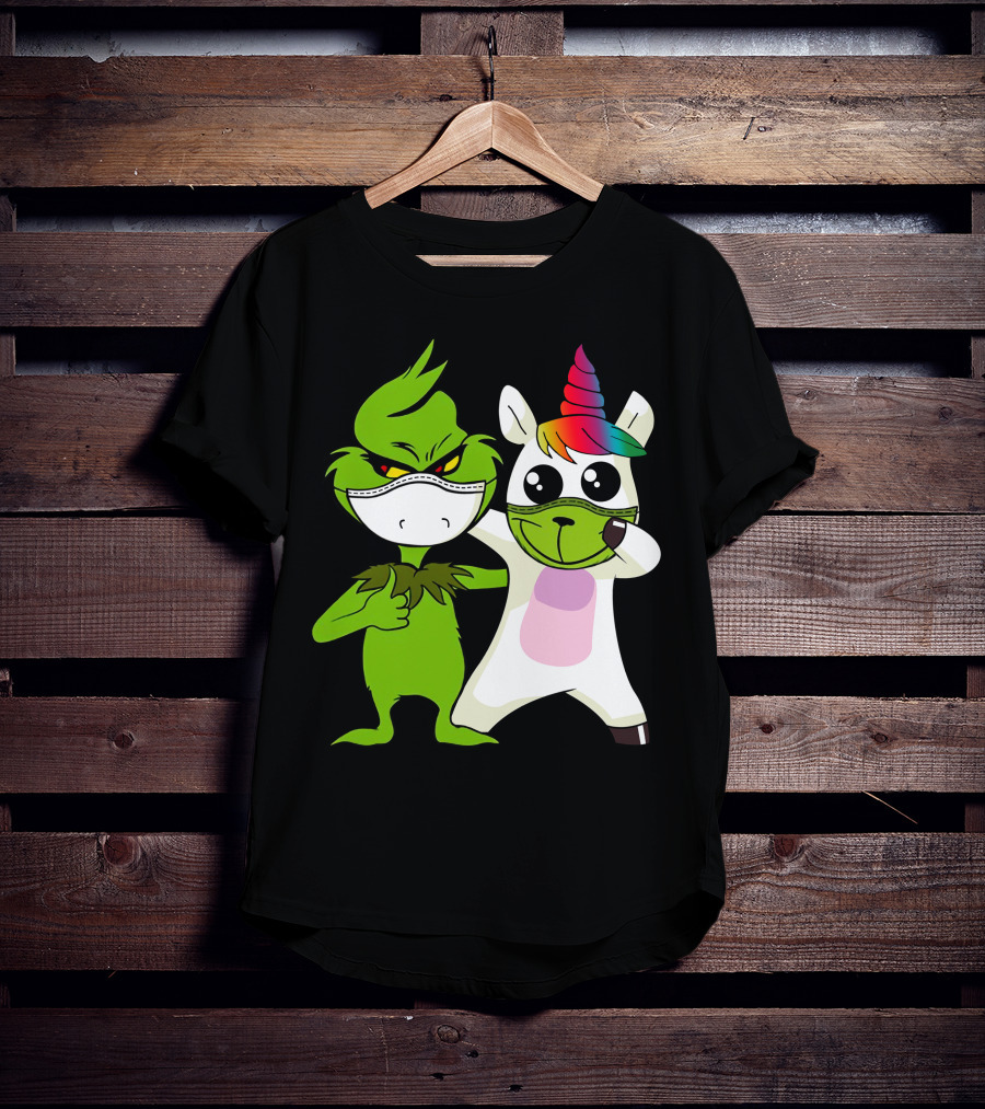 Grinch Unicorn Masked Duo Hugging Cute T-Shirt