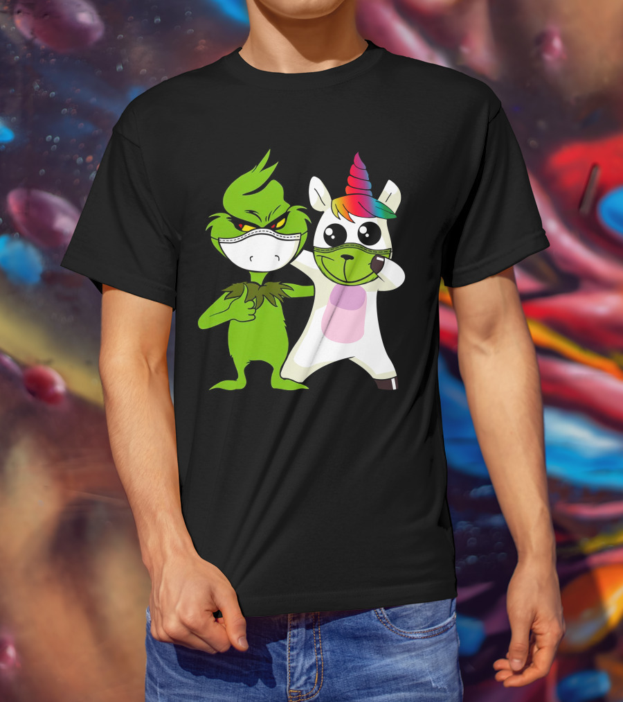 Grinch Unicorn Masked Duo Hugging Cute T-Shirt