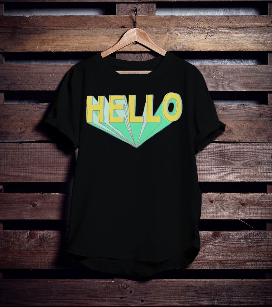 Shubble Hello Geometric 3D Text Merch T-Shirt