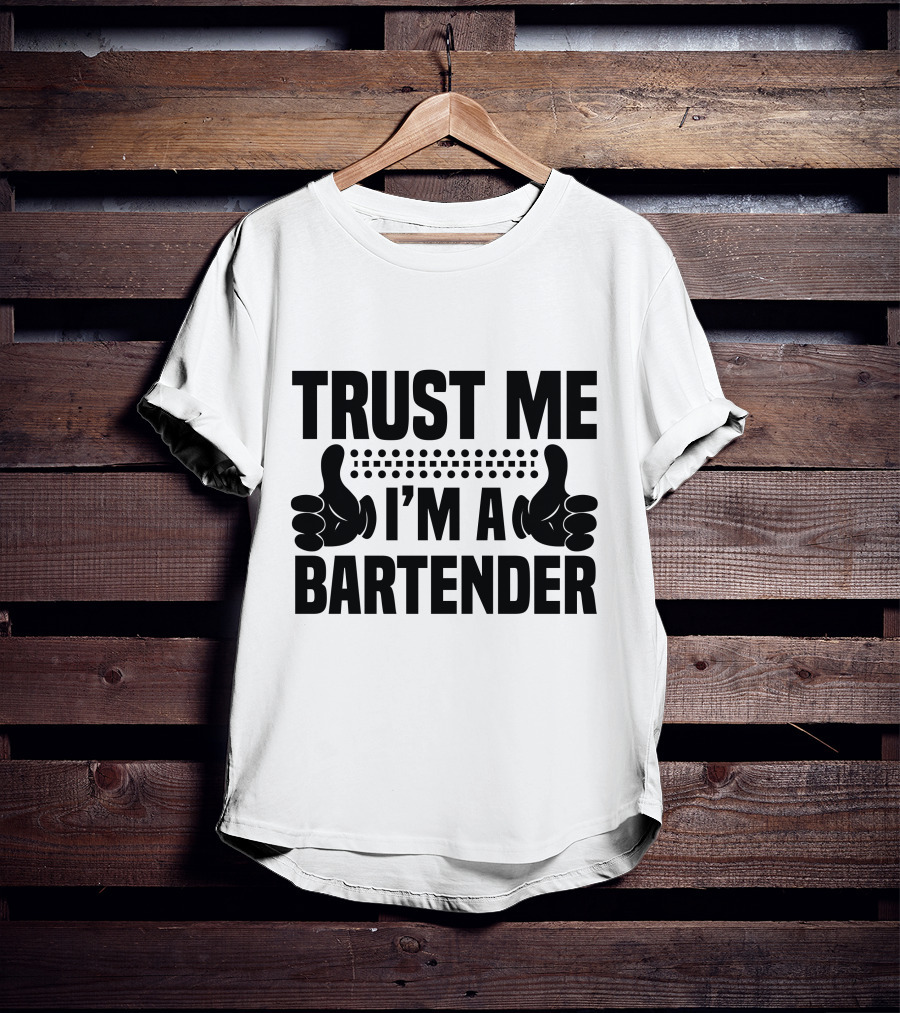 TRUST ME I'M A BARTENDER Thumbs Up Dotted Line T-Shirt