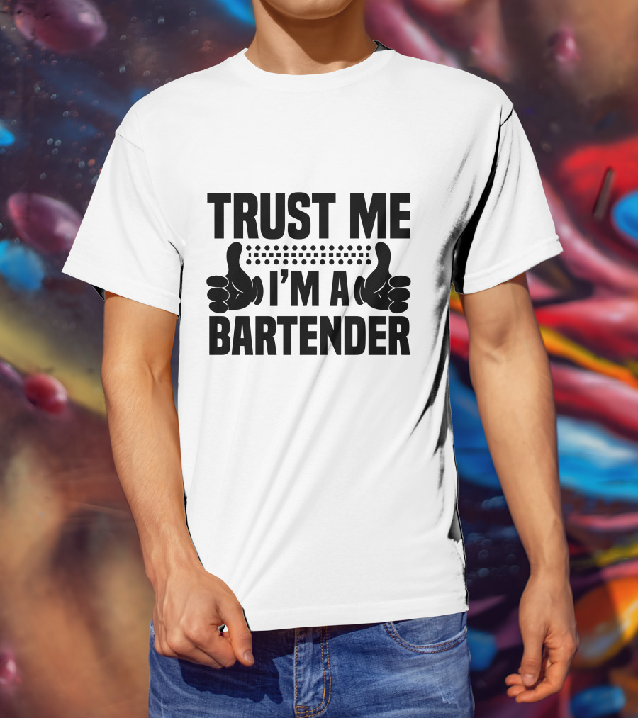 TRUST ME I'M A BARTENDER Thumbs Up Dotted Line T-Shirt