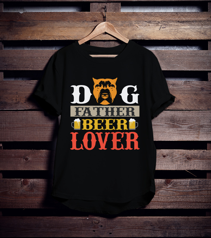 Dog Father Beer Lover Father's Day Gift Idea T-Shirt