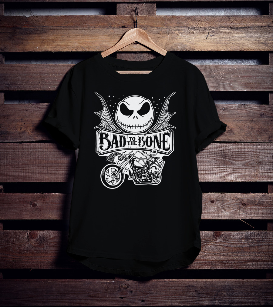 Bad To The Bone Jack Skellington Motorcycle Adventure T-Shirt