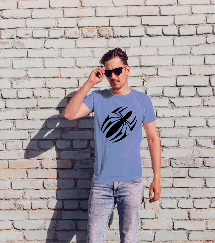 Scarlet Spider Iconic Symbol Blue Background T-Shirt