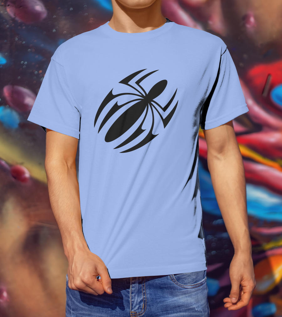 Scarlet Spider Iconic Symbol Blue Background T-Shirt