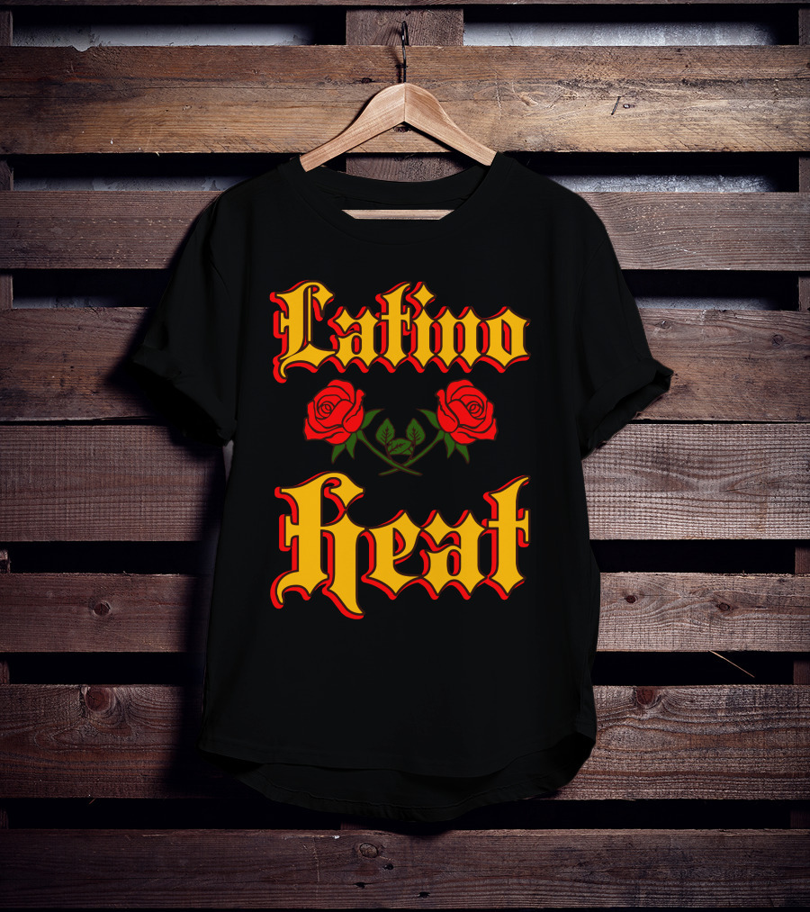 Latino Heat Red Roses Bold Font T-Shirt