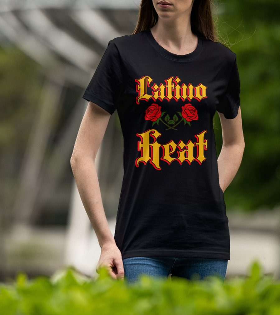 Latino Heat Red Roses Bold Font T-Shirt