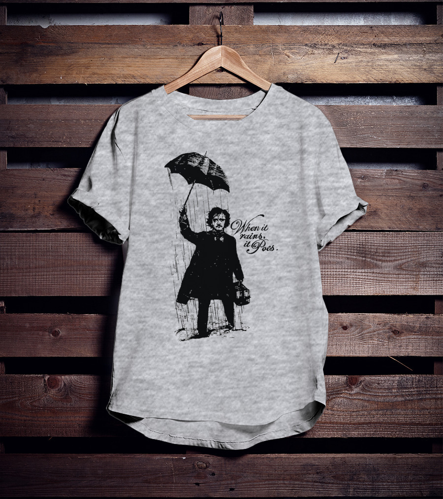 When It Rains It Poes Edgar Umbrella T-Shirt