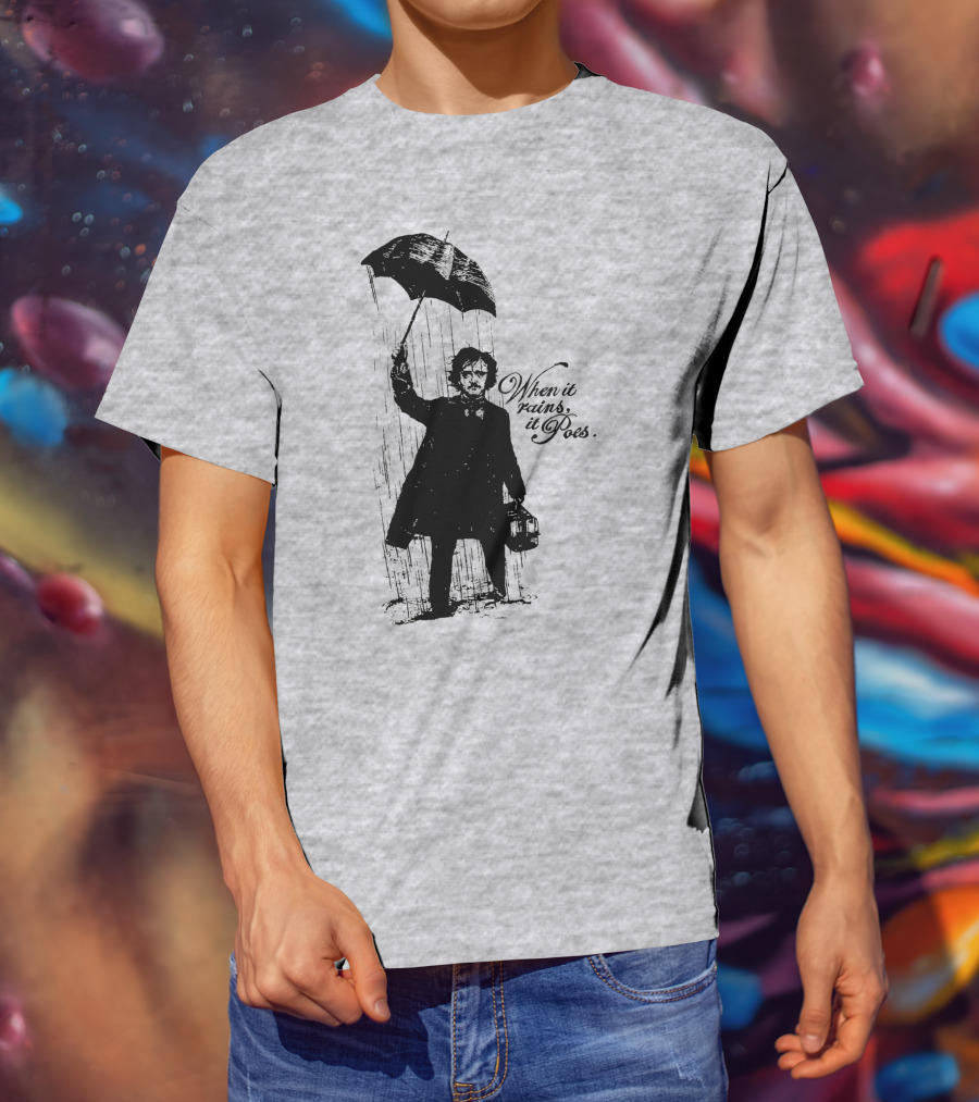 When It Rains It Poes Edgar Umbrella T-Shirt