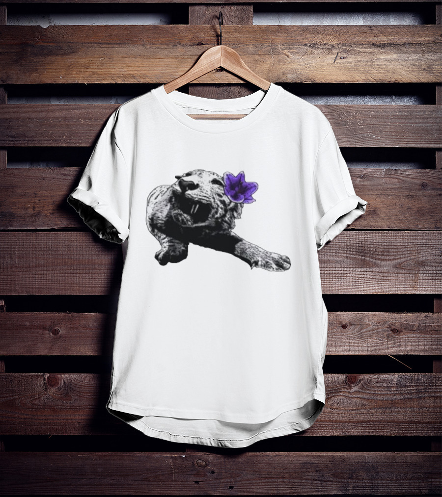 Spirit Blossom Wolf With Purple Flower T-Shirt