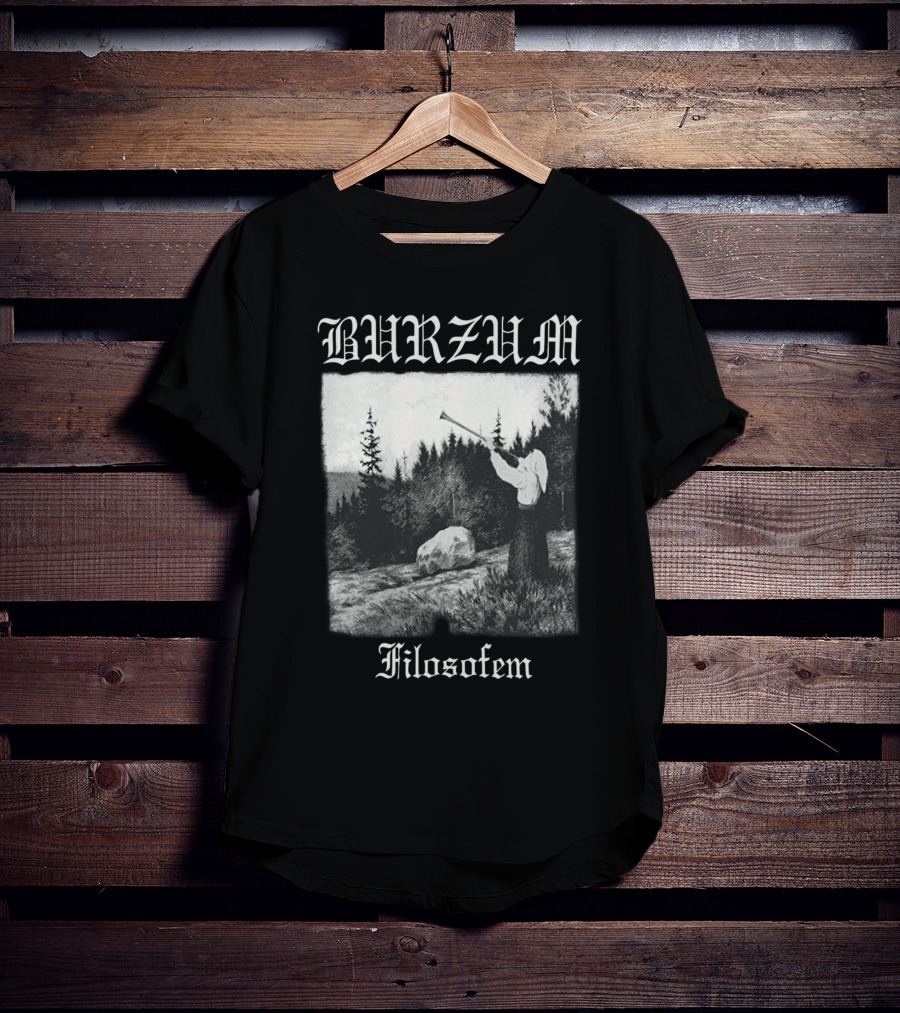 Burzum Filosofem Forest Scene With Figure Playing Horn T-Shirt