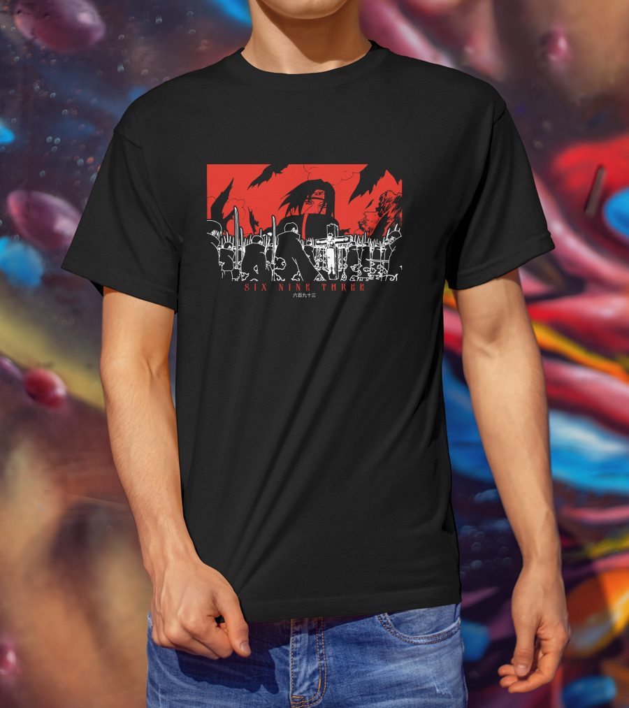 Itachi Tsukuyomi Featuring Kakashi Six Nine Three Red And Black Scene T-Shirt