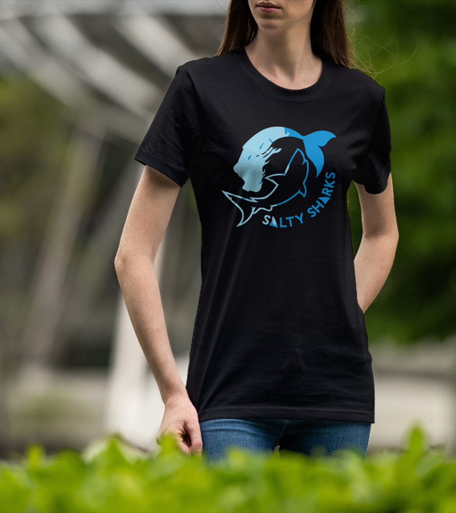 Salty Sharks Logo Blue Ocean Theme Salty Sharks T-Shirt