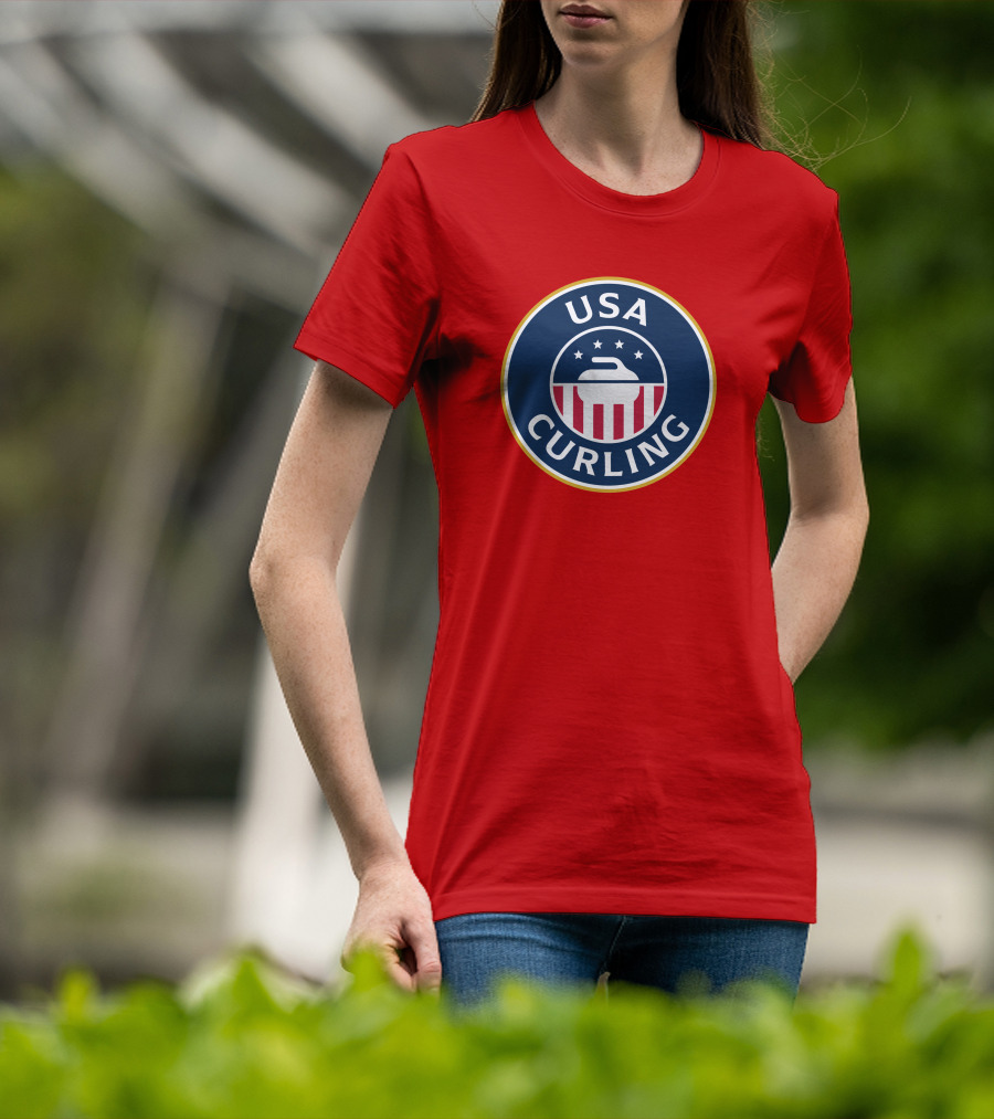 USA Curling Team Peterson Red Emblem T-Shirt