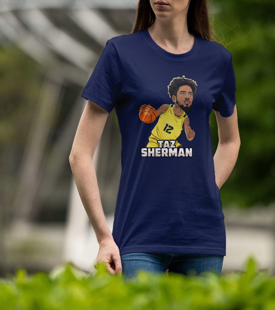 Taz Sherman Basketball Illustration 12 Lakers Jersey Players Trunk Collaboration T-Shirt
