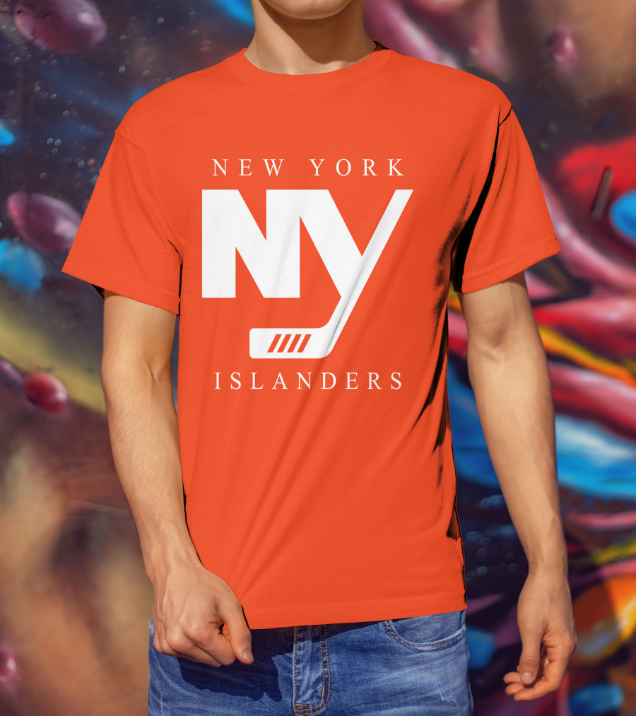 New York Islanders NY Hockey Text Stamp T-Shirt
