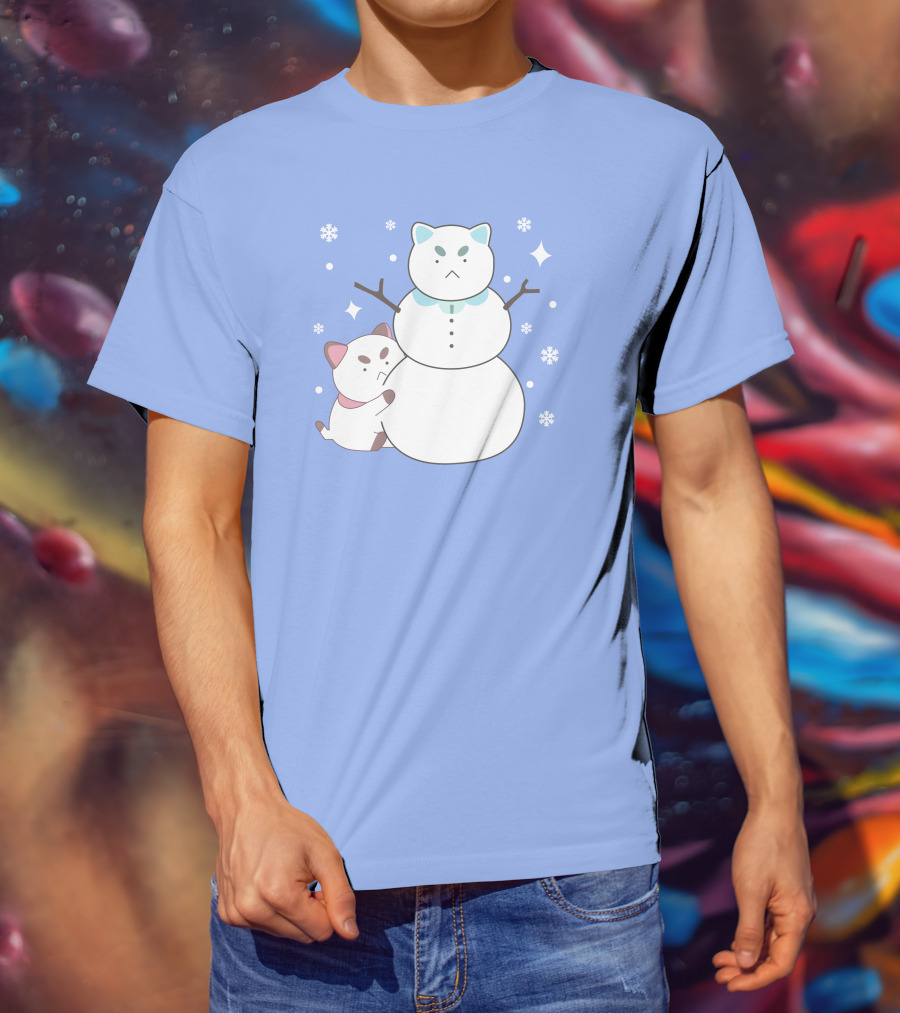 Bee And Puppycat Cute Snowman Scene T-Shirt