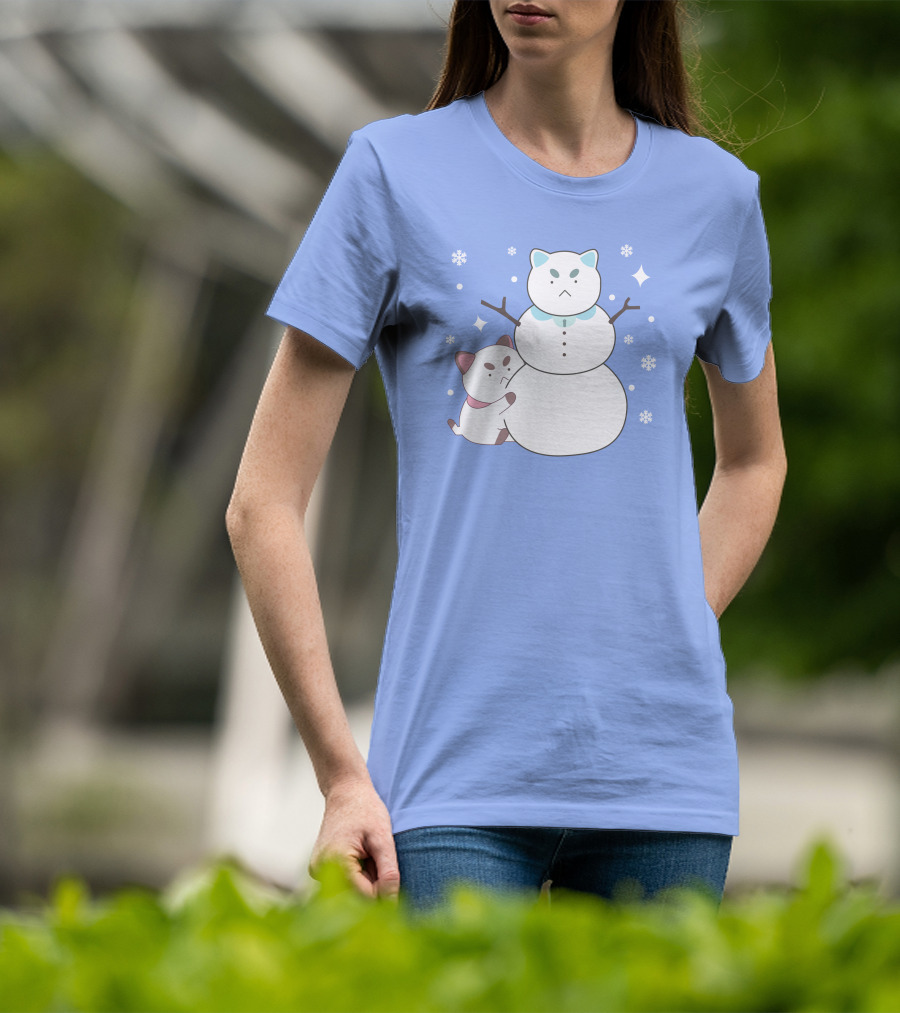 Bee And Puppycat Cute Snowman Scene T-Shirt