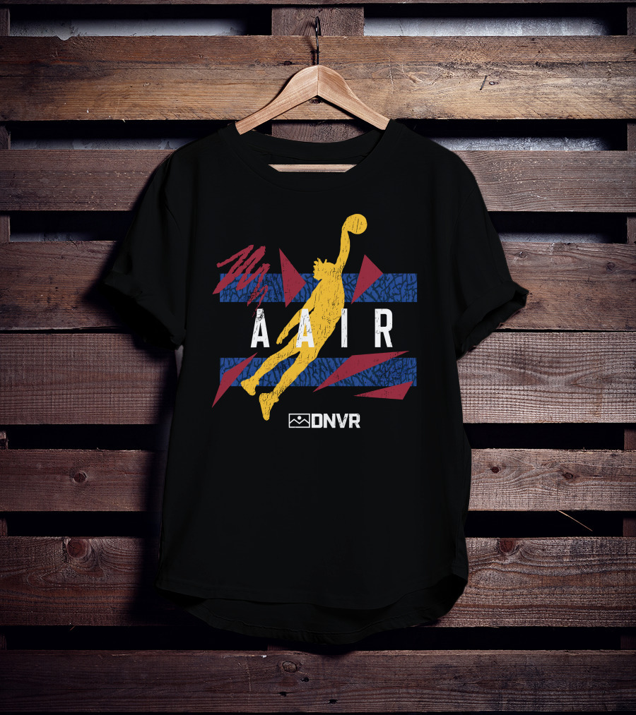AAIR AG Basketball Jump With Blue And Red Geometric Elements T-Shirt