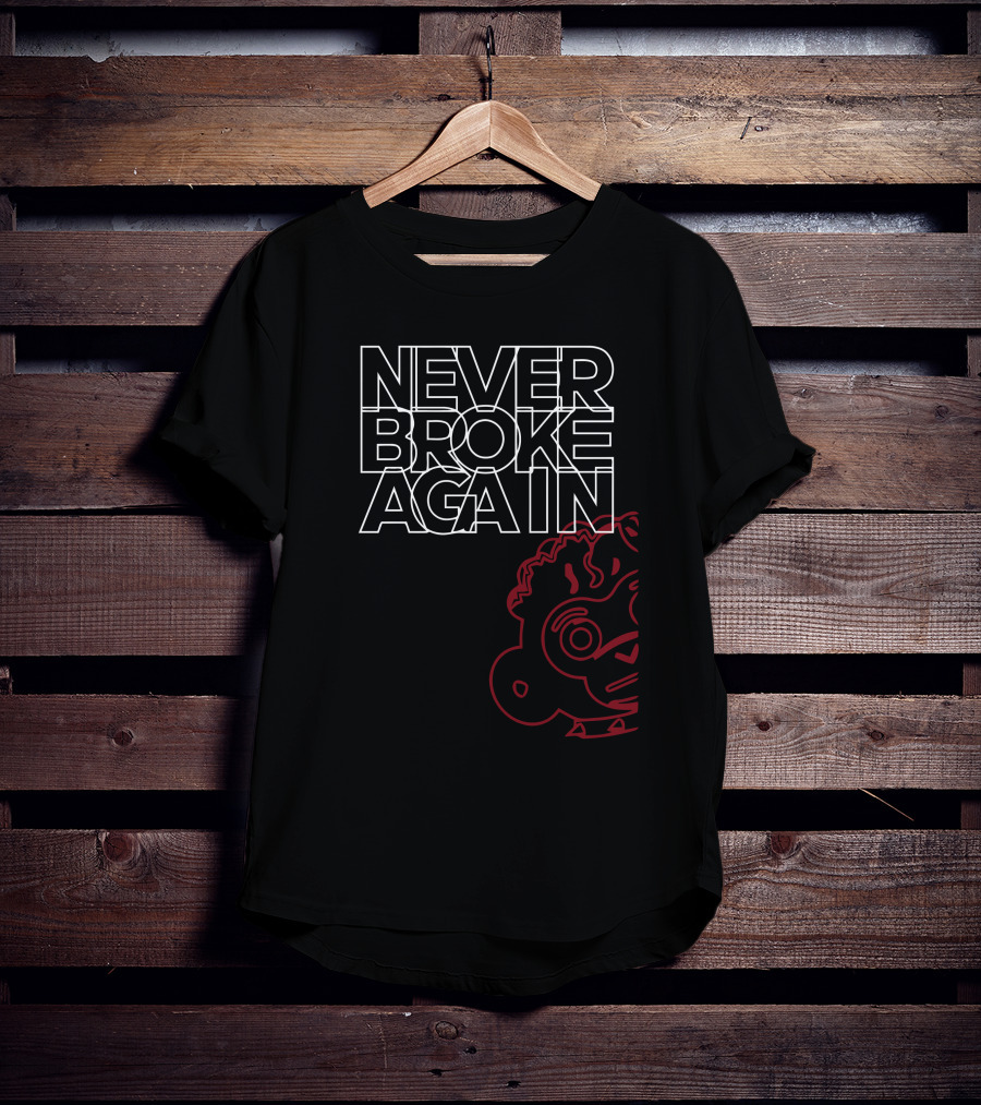 Never Broke Again Overlap Cartoon T-Shirt