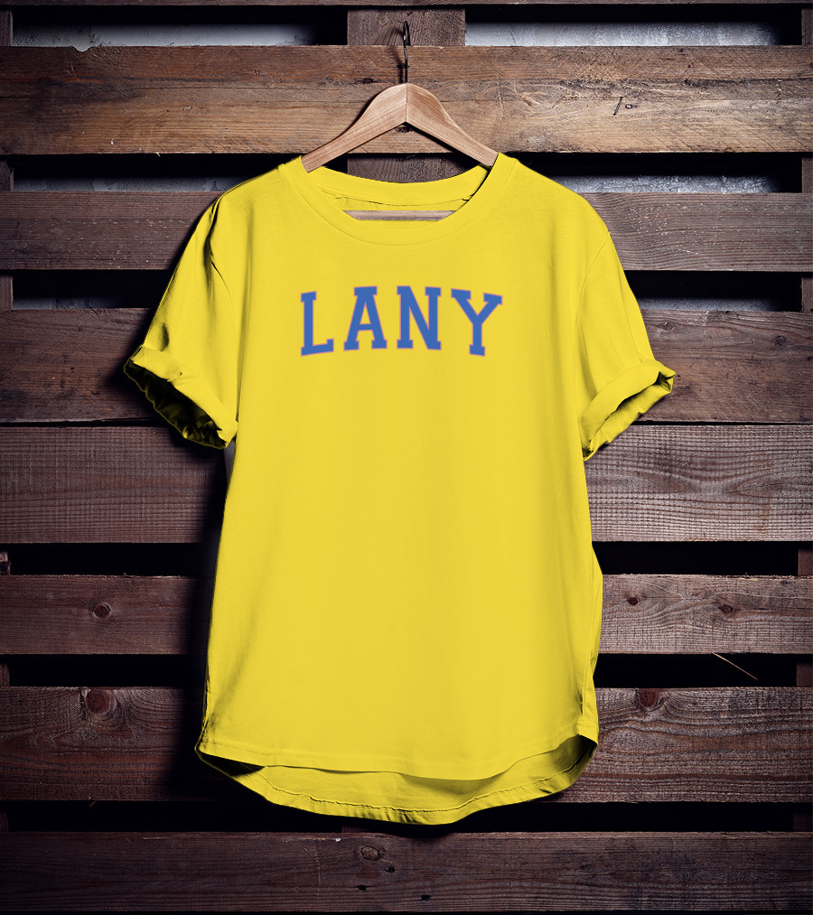 Lany Blue Lettering On Yellow Varsity Crewneck T-Shirt