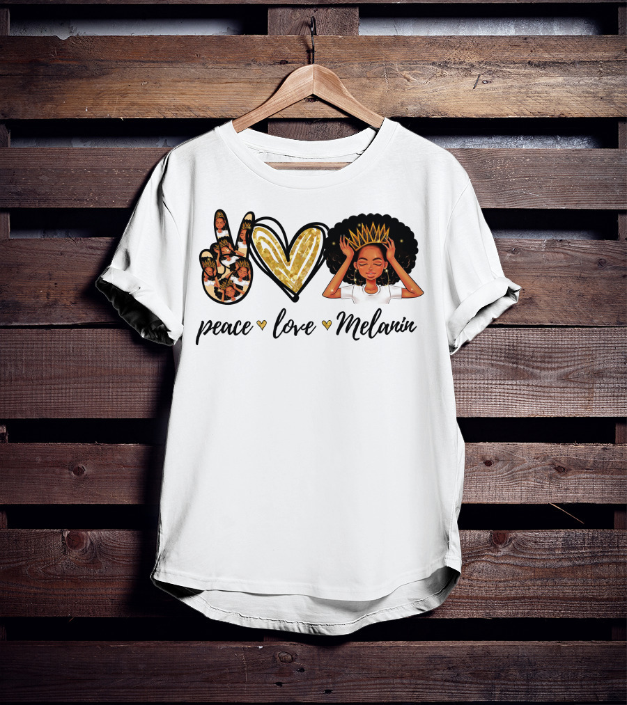 Peace Love Melanin Black Lives Matter Human Rights Equality Empowerment Icons T-Shirt