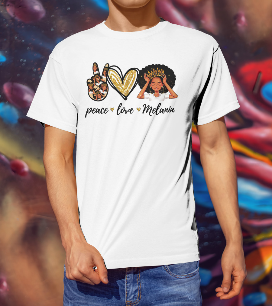 Peace Love Melanin Black Lives Matter Human Rights Equality Empowerment Icons T-Shirt