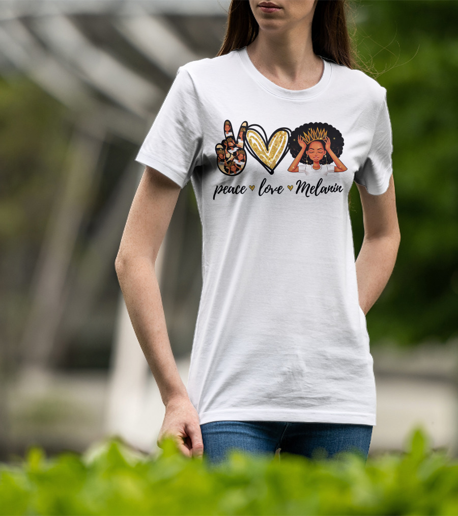 Peace Love Melanin Black Lives Matter Human Rights Equality Empowerment Icons T-Shirt