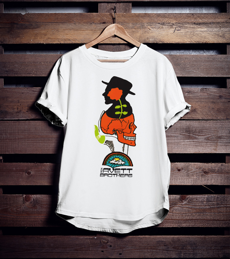 Avett Brothers Merch Skull Flower Hat Sunburst T-Shirt