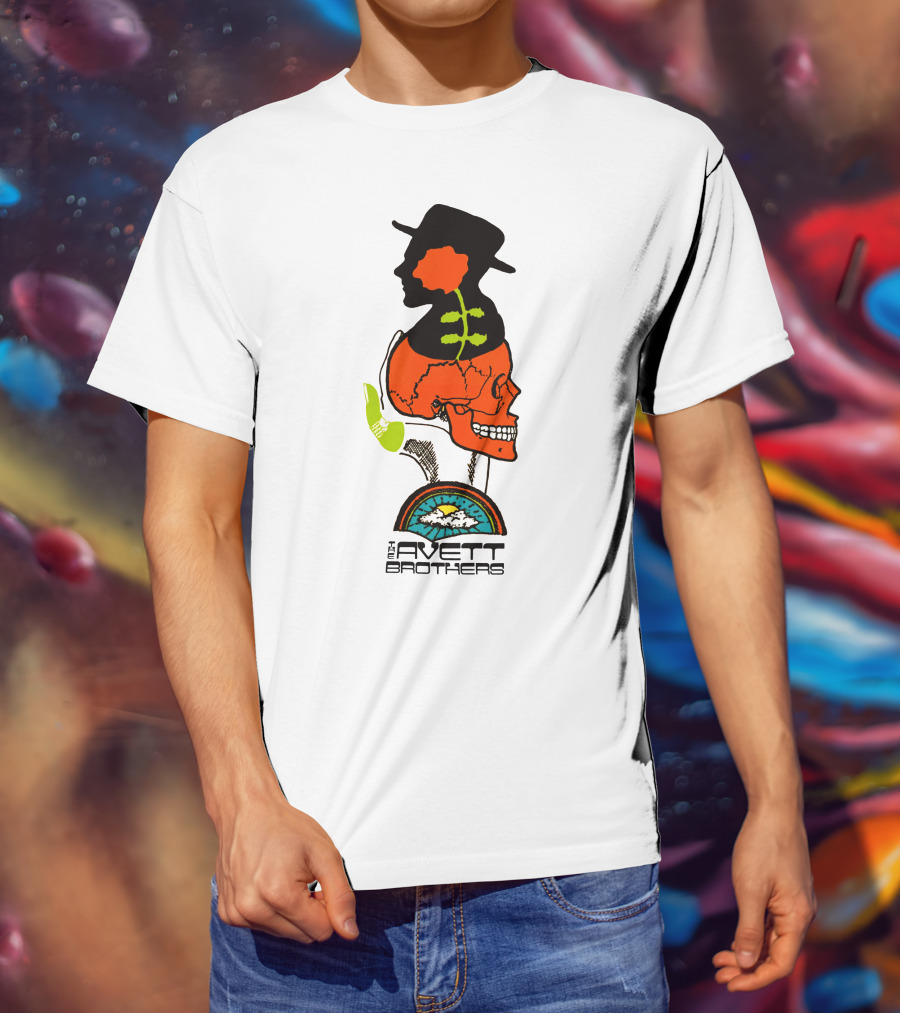 Avett Brothers Merch Skull Flower Hat Sunburst T-Shirt