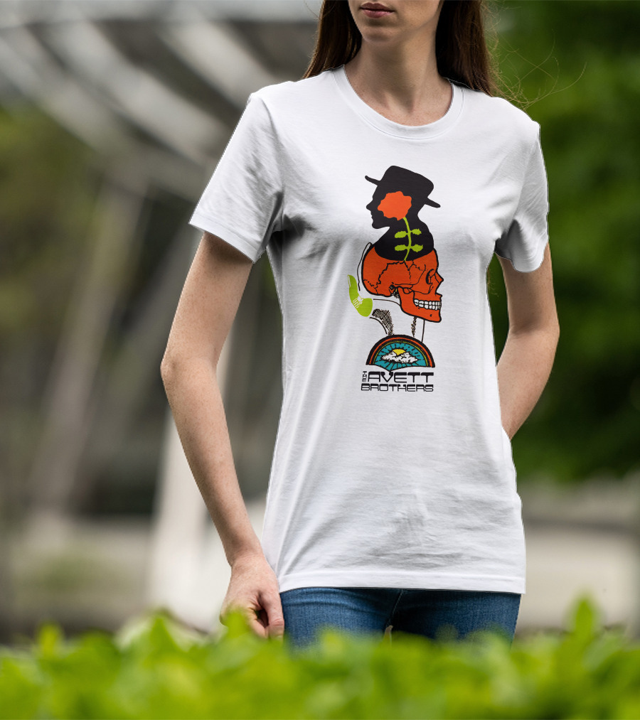 Avett Brothers Merch Skull Flower Hat Sunburst T-Shirt