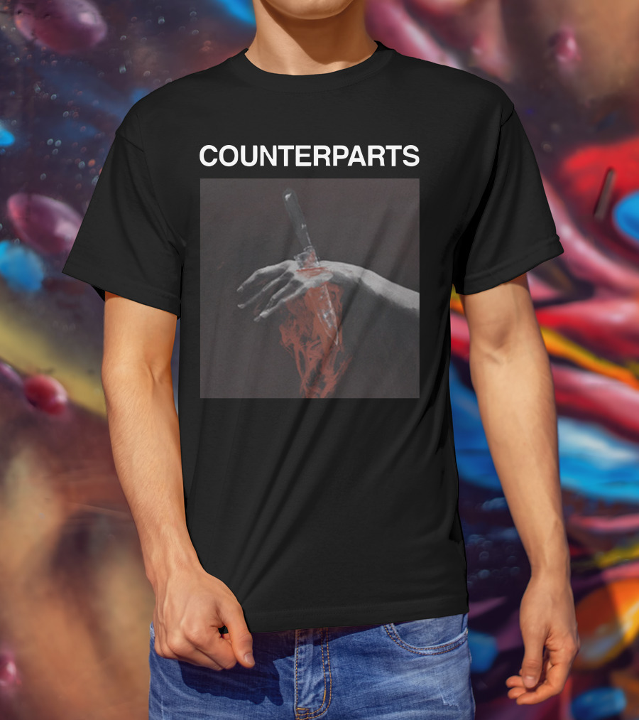 COUNTERPARTS Hand With Knife And Red Paint T-Shirt