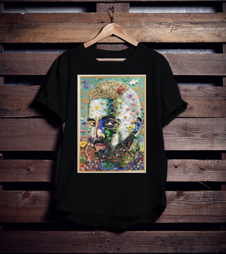 Maluma Merch Colorful Portrait With Nature And Butterfly Elements T-Shirt