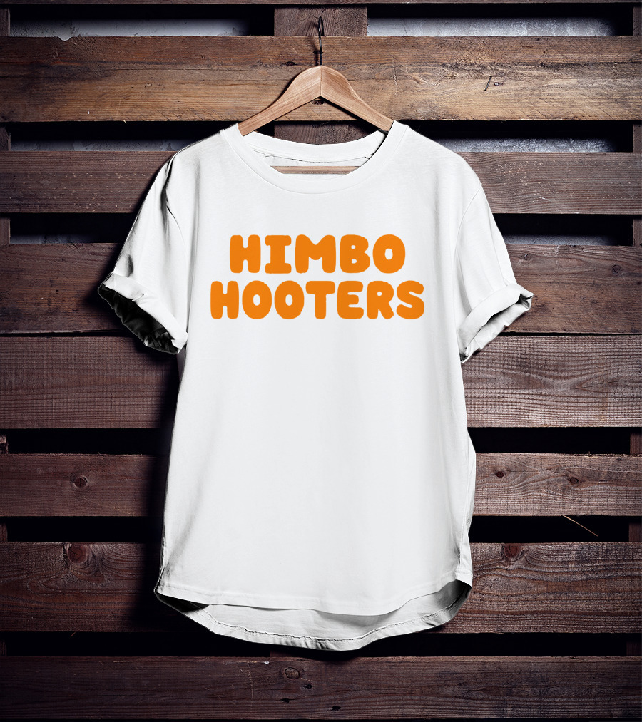 Himbo Hooters Bold Orange Retro-Inspired Text T-Shirt