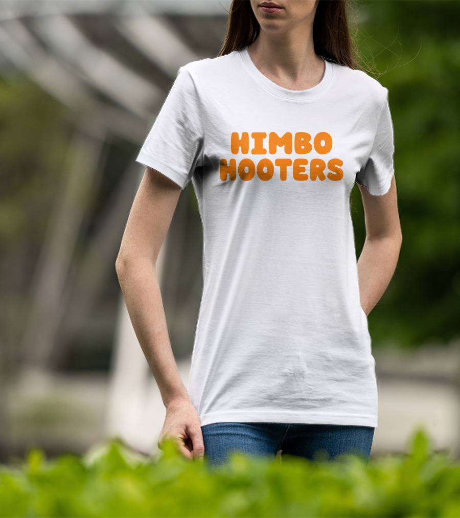 Himbo Hooters Bold Orange Retro-Inspired Text T-Shirt