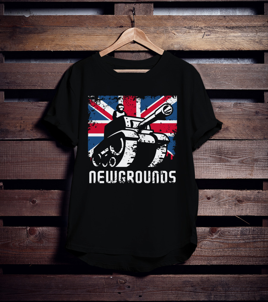 Newgrounds Tank Over Union Jack UK T-Shirt