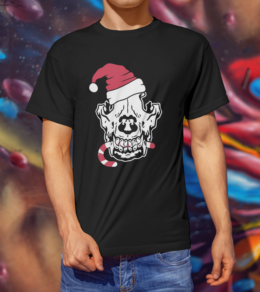 Streetspeed717 Skull Santa Candy Cane Holiday T-Shirt
