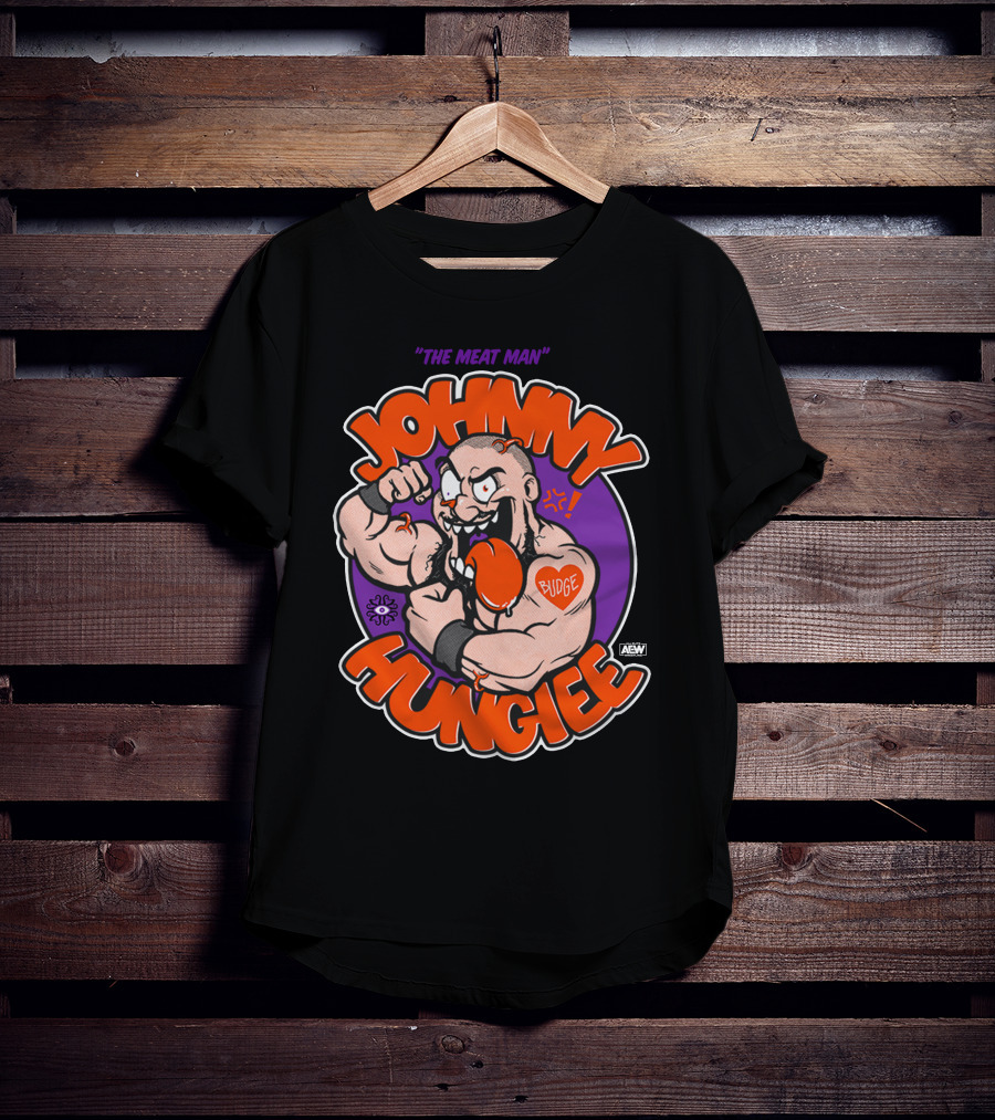 AEW Johnny Hungiee The Meat Man Budge T-Shirt