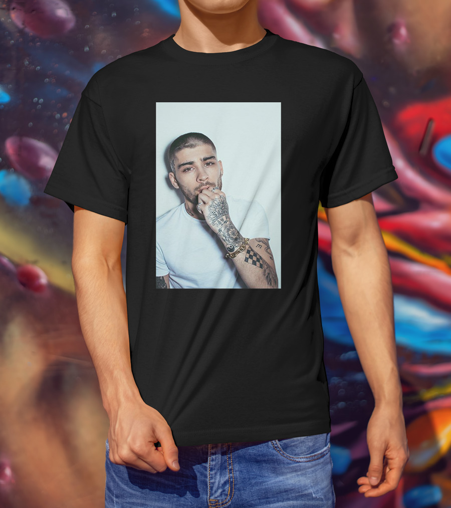 Zayn Malik Tattoo Style White Tee Casual Look T-Shirt