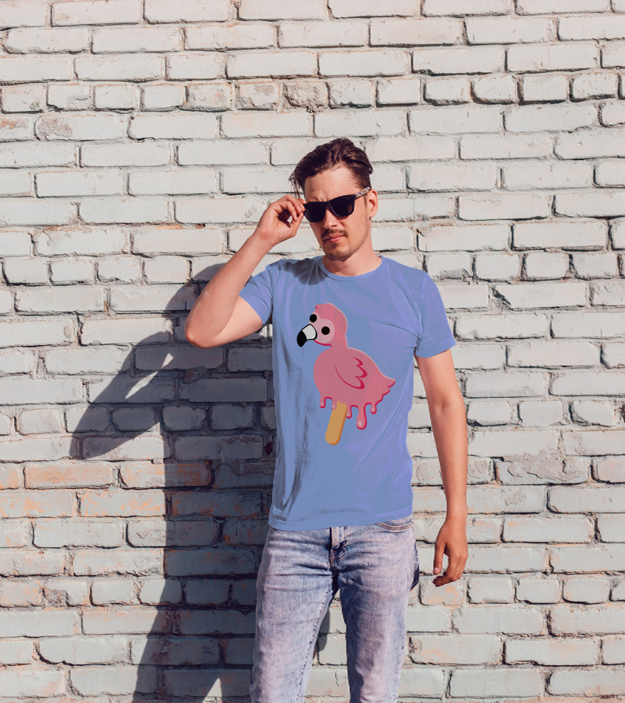 Flamingo Popsicle Melting Drip T-Shirt