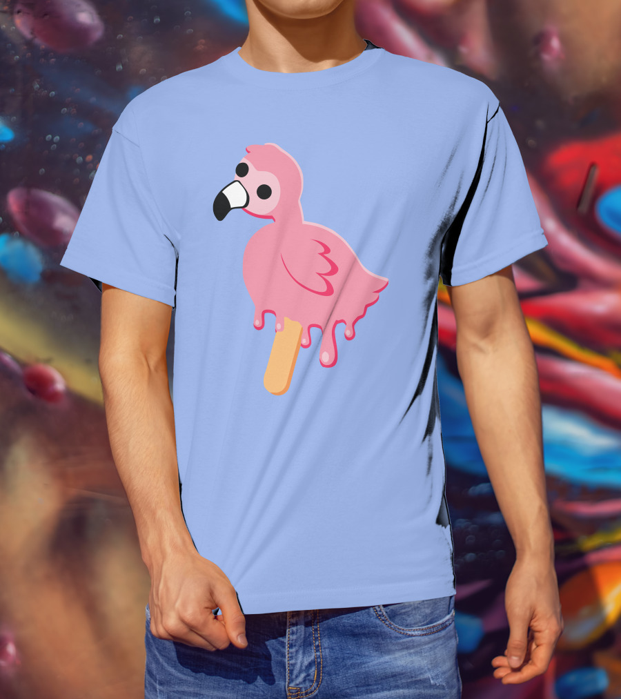 Flamingo Popsicle Melting Drip T-Shirt