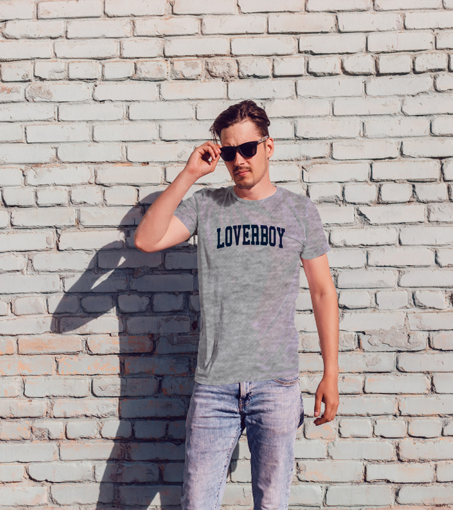 LOVERBOY Merch Grey College Font T-Shirt