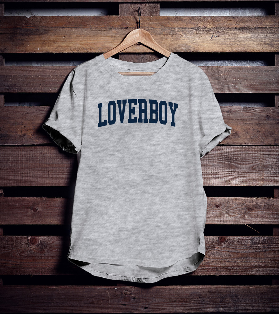 LOVERBOY Merch Grey College Font T-Shirt