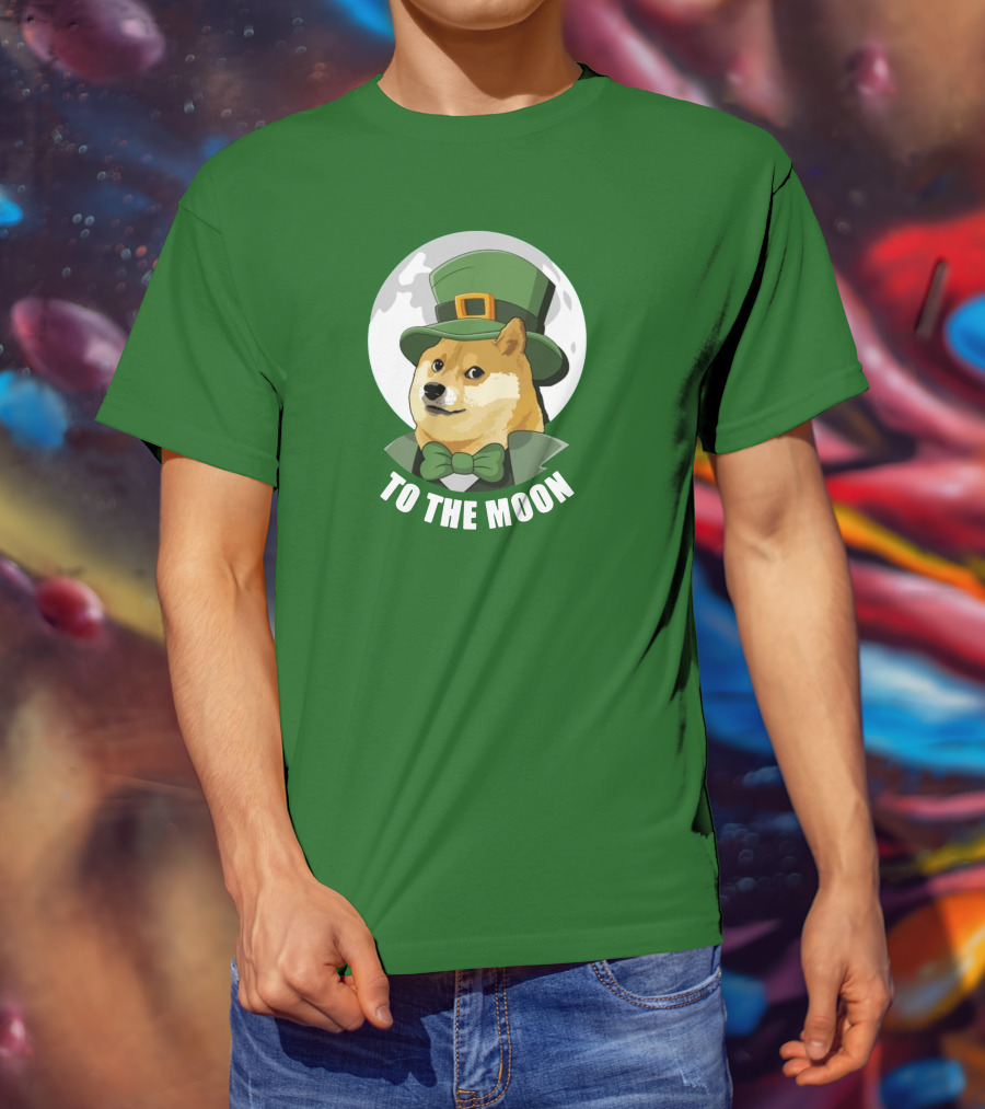 TO THE MOON Doge Leprechaun T-Shirt