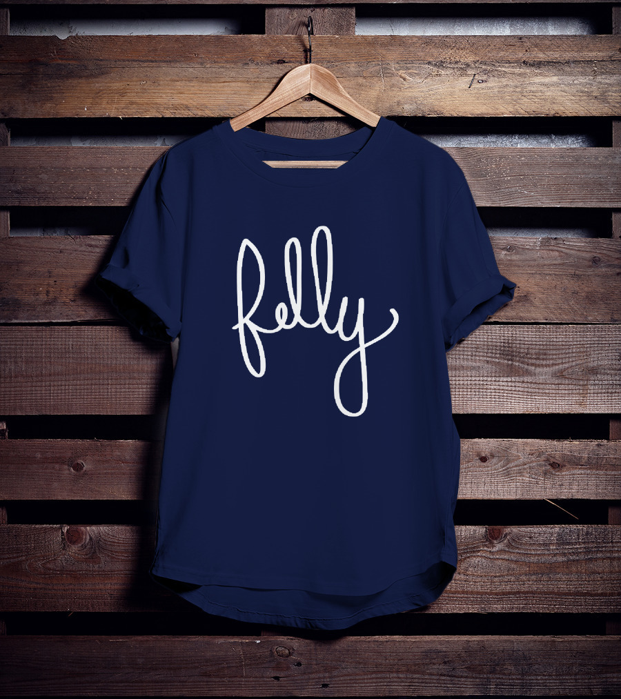 Felly Handwritten Script Navy T-Shirt